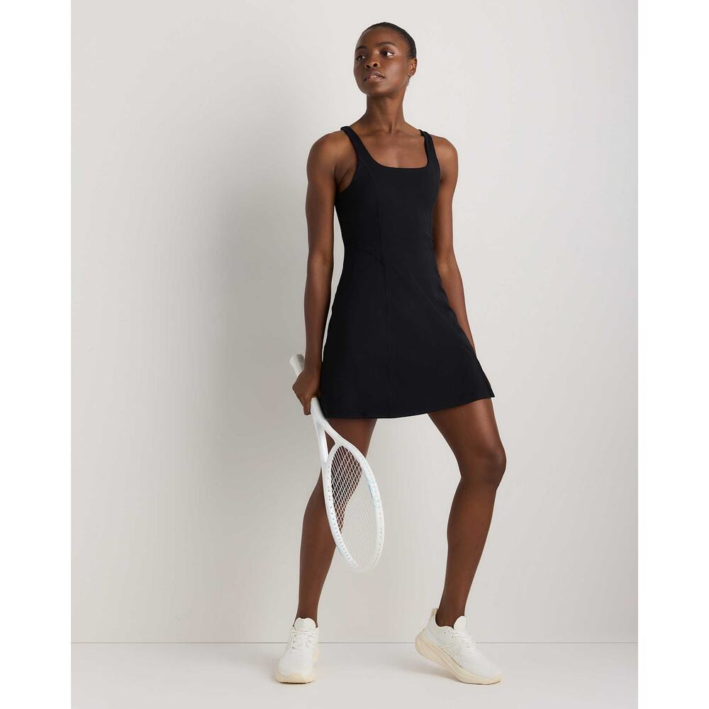 NWT Quince Power-Up Square Neck Dress w/Built In Shorts Black M